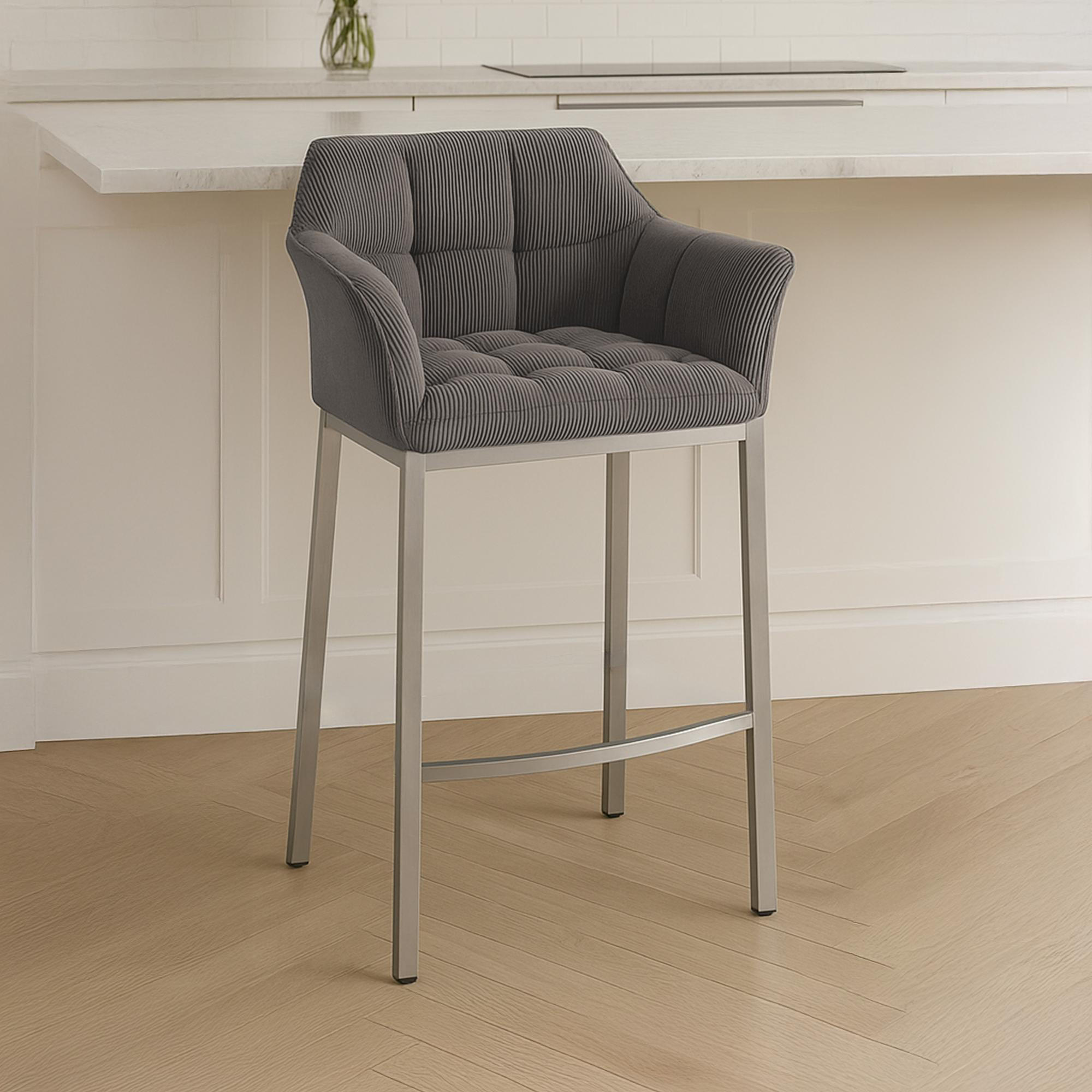 BARHOCKER Metall Taupe - Taupe/Edelstahlfarben, Metall (64/110/48cm) - CLP