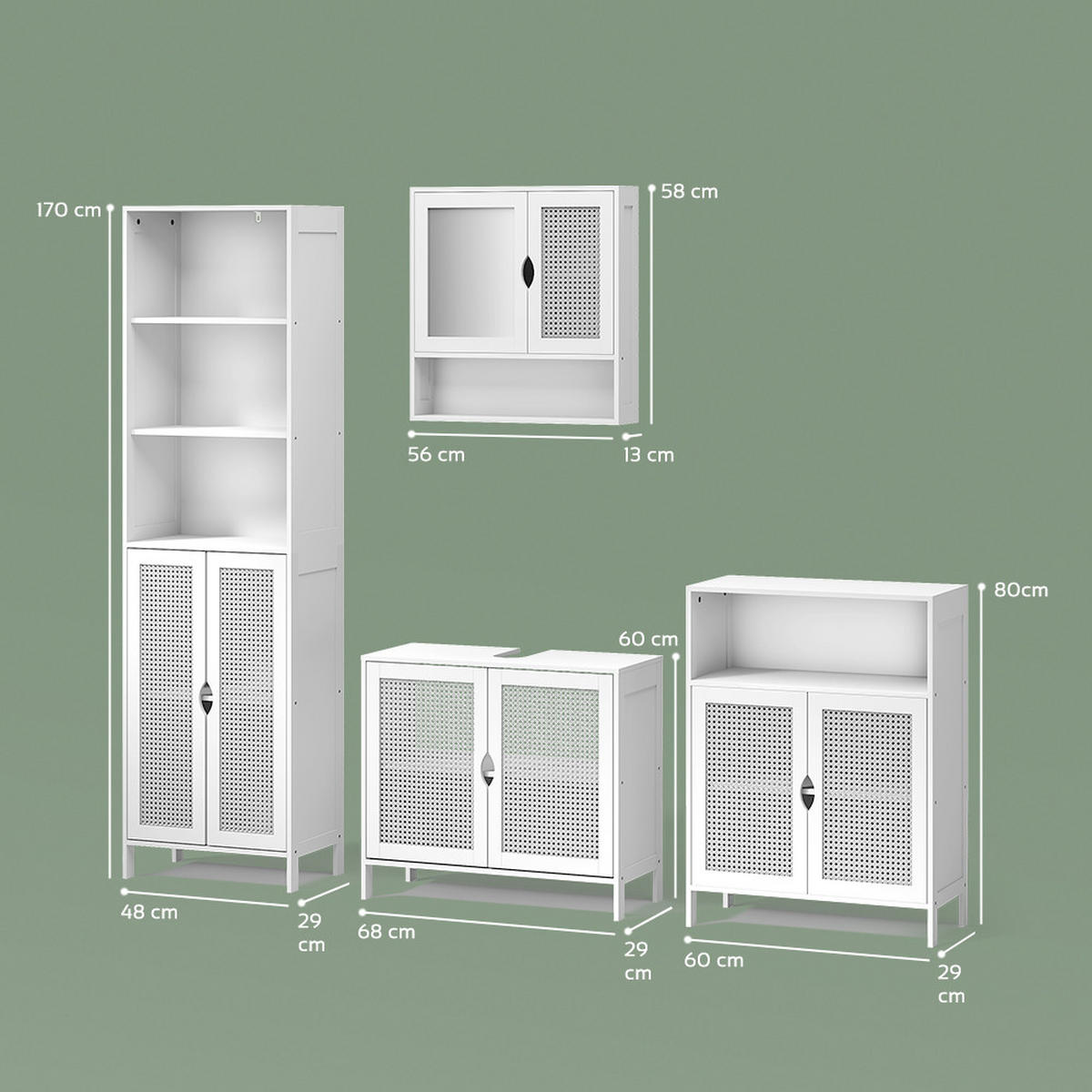 KOMPLET KOPALNIŠKEGA POHIŠTVA Mincio, Bela, 4-delni - bela, leseni material (70/60/29cm) - Livinity®