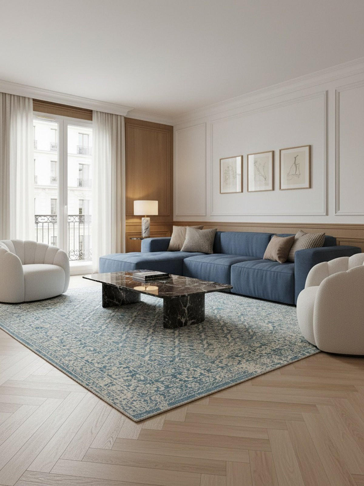DESIGN Teppich im Vintage Stil blau - Blau, Textil (120/170cm) - AFK Living