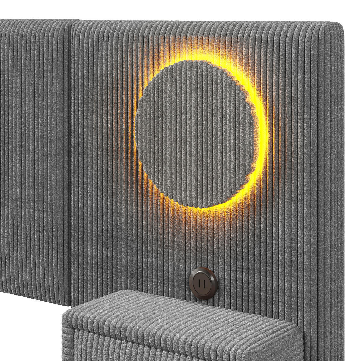 POLSTERBETT 180x200 cm in Grau mit LED-Kopfteil, USB-Anschlüssen und Nachttisch-Schubladen - Grau, Textil (180/200cm) - IVMEU