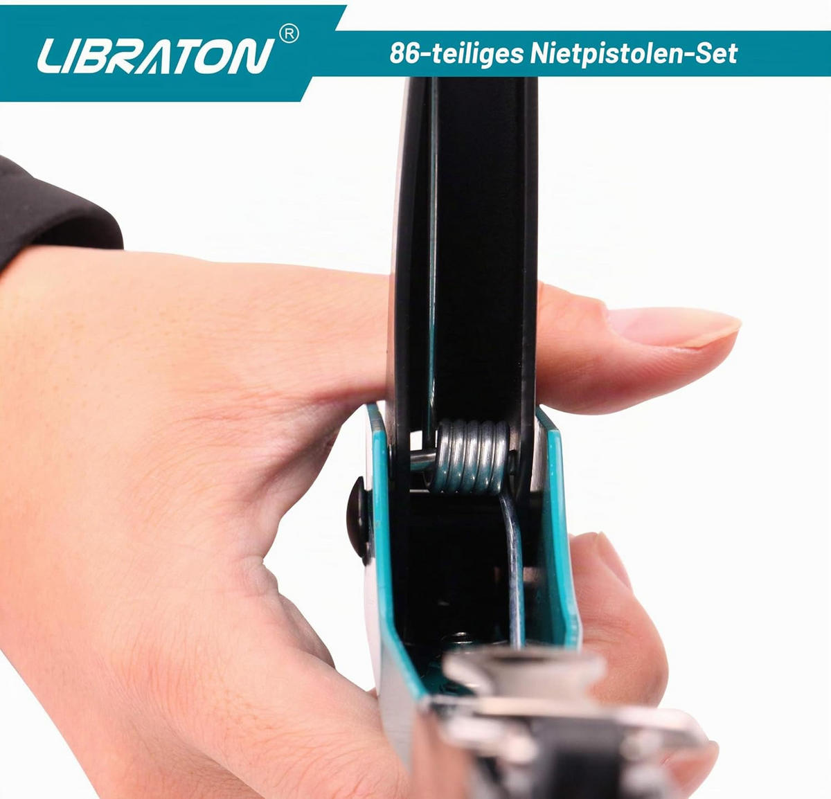 HANDNIETGERÄT-SET 80-teilig, austauschbar für 4 Blindnietarten inkl. HSS-Bohrer, Autoreparatur - Blau, Metall (26.4/11.3/3.7cm) - LIBRATON