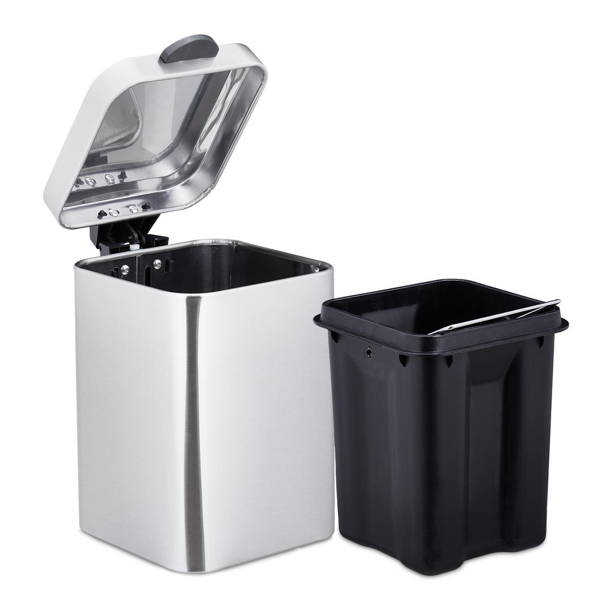 KOSMETIKEIMER - Silberfarben, Kunststoff/Metall (16/24.5/23cm) - Relaxdays