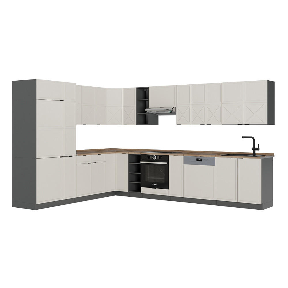 ROHOVÁ KUCHYŇ Fame-Line Šedá/béžová/antracitová - šedá/antracitová, kompozitní dřevo (347/81.6/60cm) - Vicco