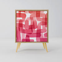 SIDEBOARD KALEIDOSCOPIC CUBISM, Eichefarben, 57,5x42x75,5 cm, Goldfarbene Metallfüße - Eichefarben/Goldfarben, Holzwerkstoff/Metall (57.5/75.5/42cm) - SpaceRebels