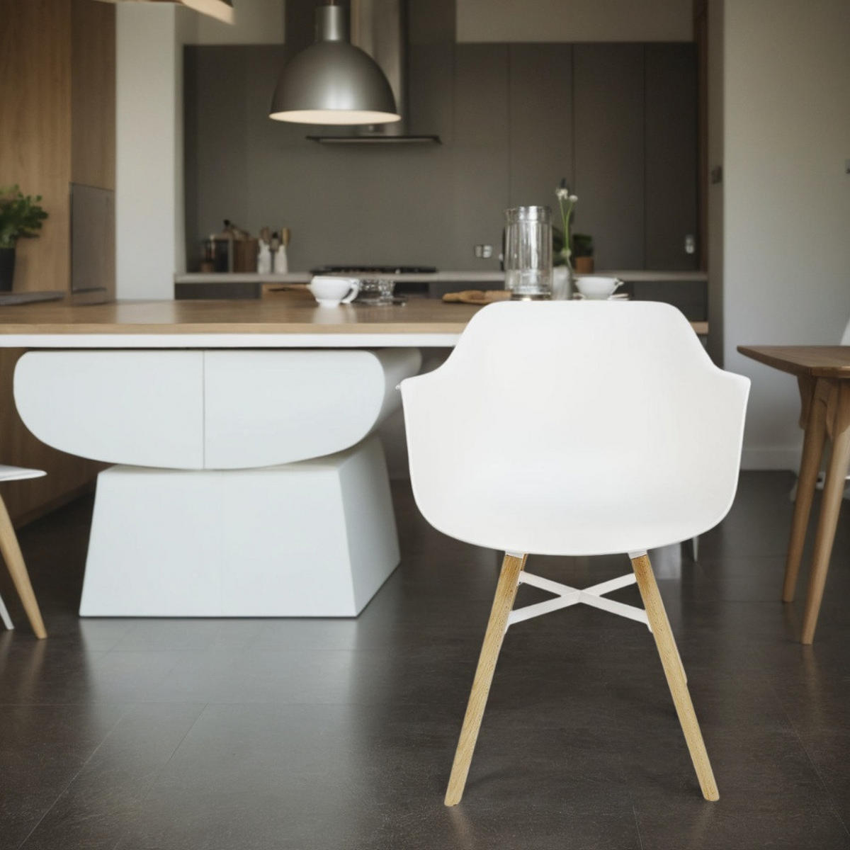 ESSZIMMERSTUHL Polypropylen Skandinavisch Hochbelastbar, Weiß 81x57x56,5 cm - Beige/Weiß, Kunststoff/Buchenholz (57/57/57cm) - KADIMA DESIGN