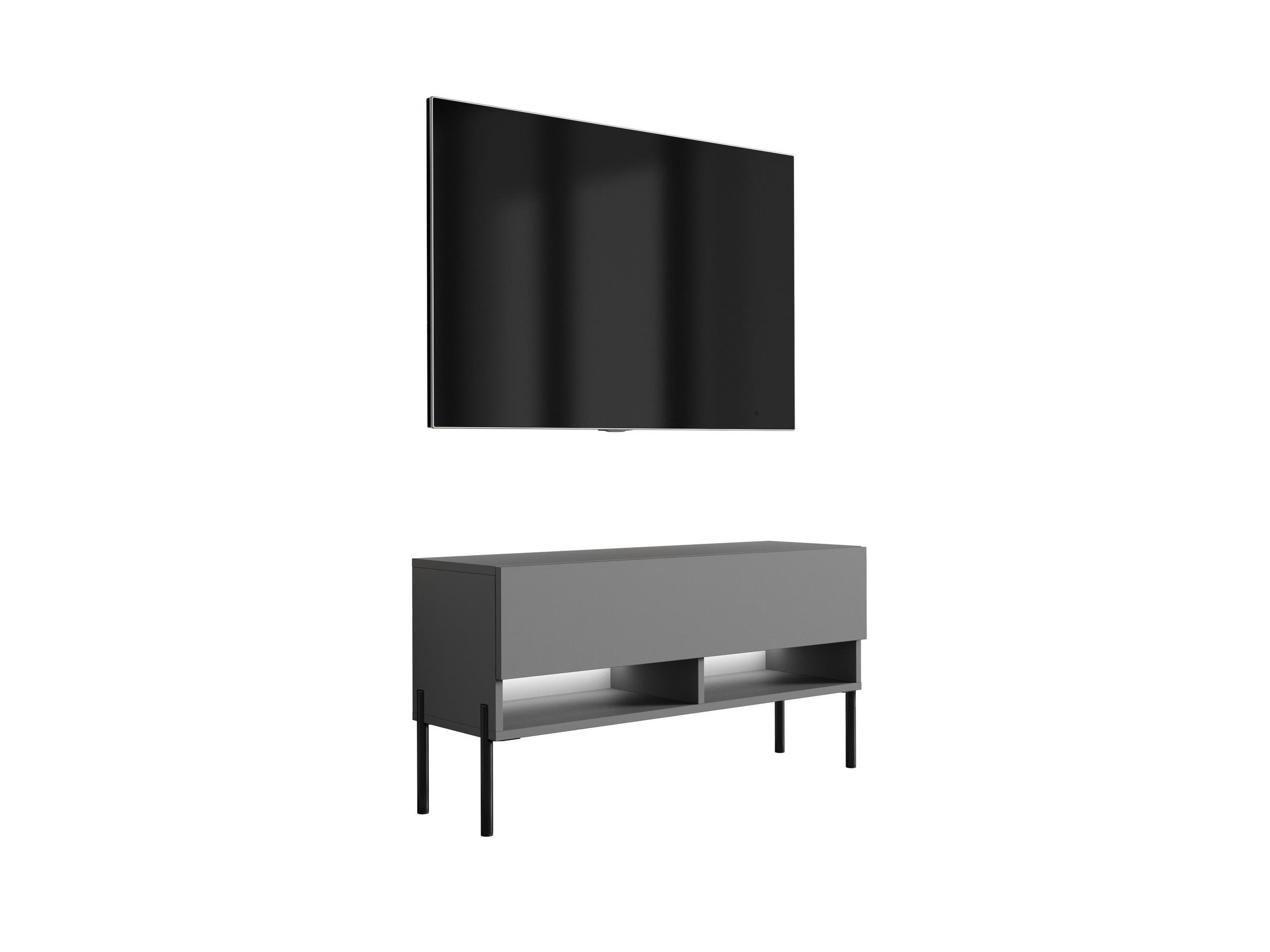 TV-LOWBOARD 100 cm Anthrazit, gerade schwarze Beine, 100 × 32 × 52 cm - Grau, Holzwerkstoff (100/52/32cm) - 3XE LIVING