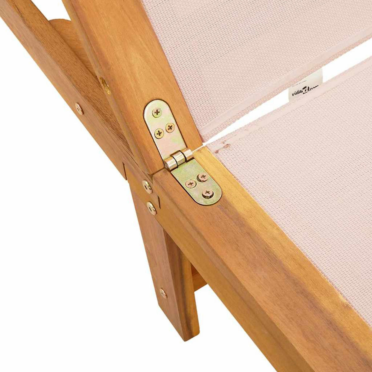 SONNENLIEGE Creme Massivholz Akazie Und Textilene - Braun, Holz (200/33.5/66cm) - vidaXL