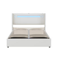 POLSTERBETT 140/200 cm Weiß mit LED-Beleuchtung und Bluetooth-Player - Weiß, Kunststoff (140/200cm) - OKWISH