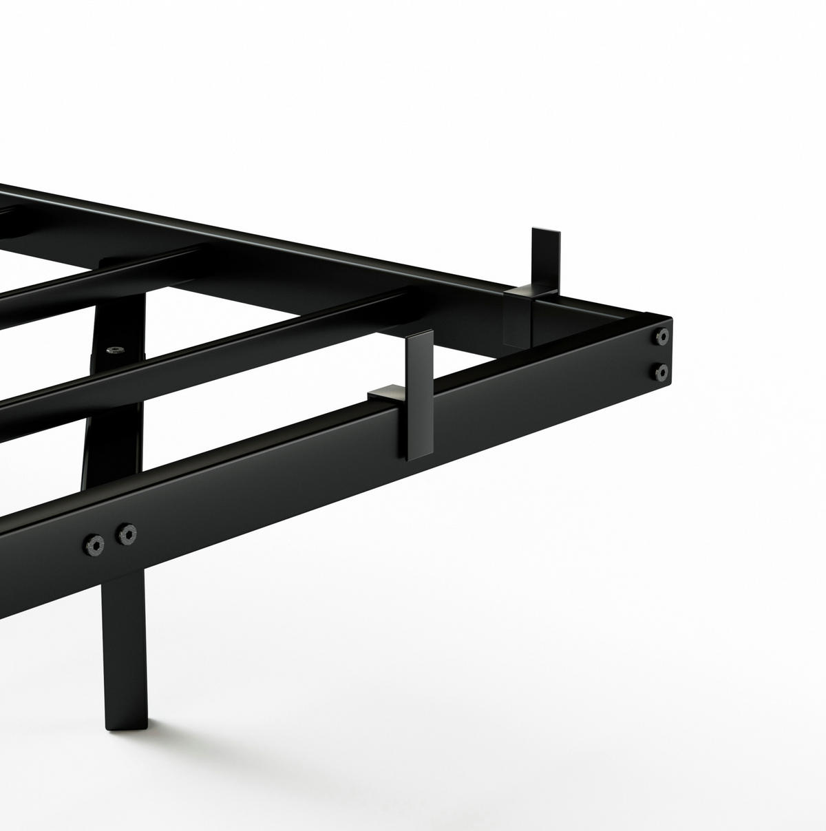 JUGENDBETT Metallbett 140/200 cm aus Stahl mit LED-Beleuchtung und Ladestation Schwarz - Schwarz, Metall (140/200cm) - Modenvie