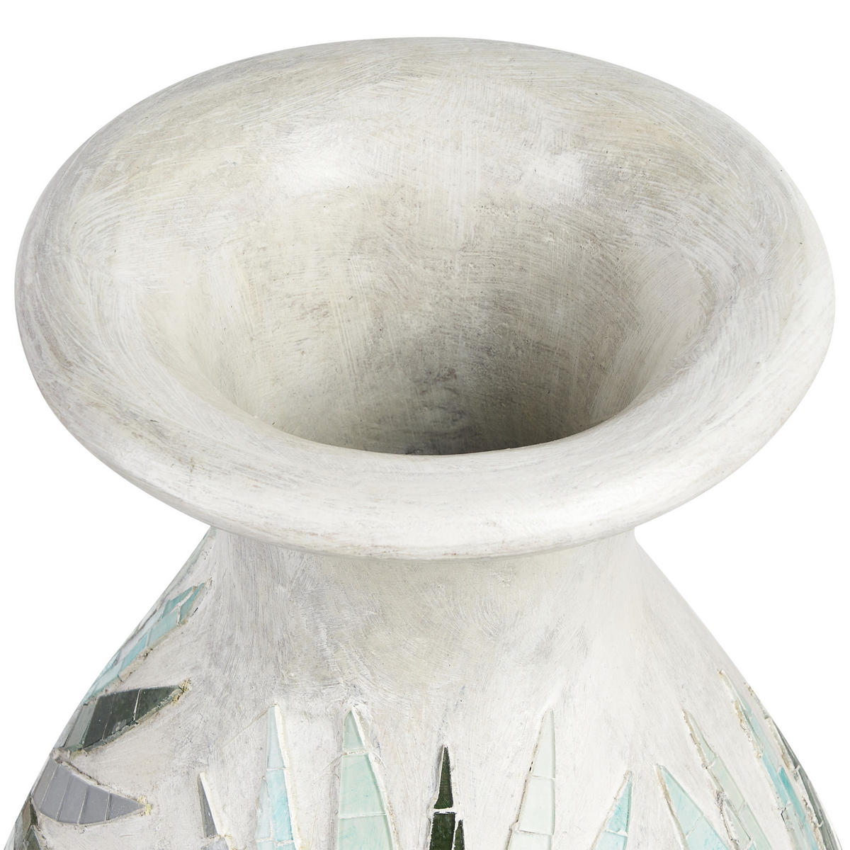 DEKOVASE Terrakotta weiß Rawas - Weiß, Stein (53cm) - Beliani