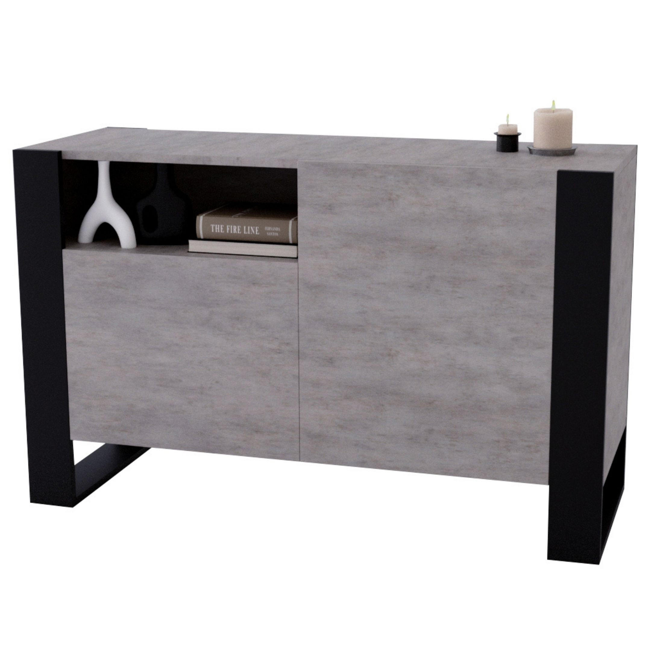 KOMMODE Karo 120/75/43.6 - Schwarz/Grau, Holzwerkstoff (120/75/43.6cm) - RAUMHIRSCH FURNITURE
