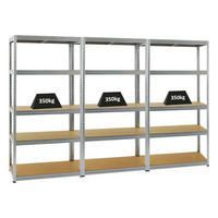 SCHWERLASTREGAL Slim Elephant S 3er-Set mit 3x 180x90x45 cm 5 Ebenen Fachlast 350 kg Verzinkt - Silberfarben, Metall (270/180/45cm) - PROREGAL