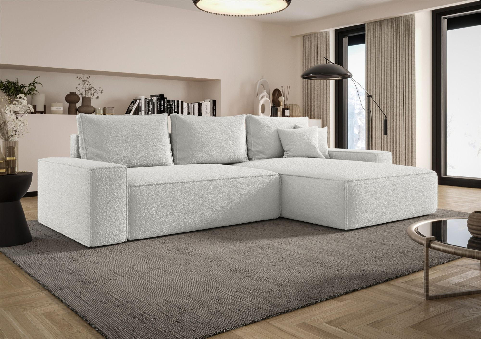 ECKSOFA Walken Mit Schlaffunktion - Weiß, Holzwerkstoff/Textil (280/185cm) - Fun Möbel