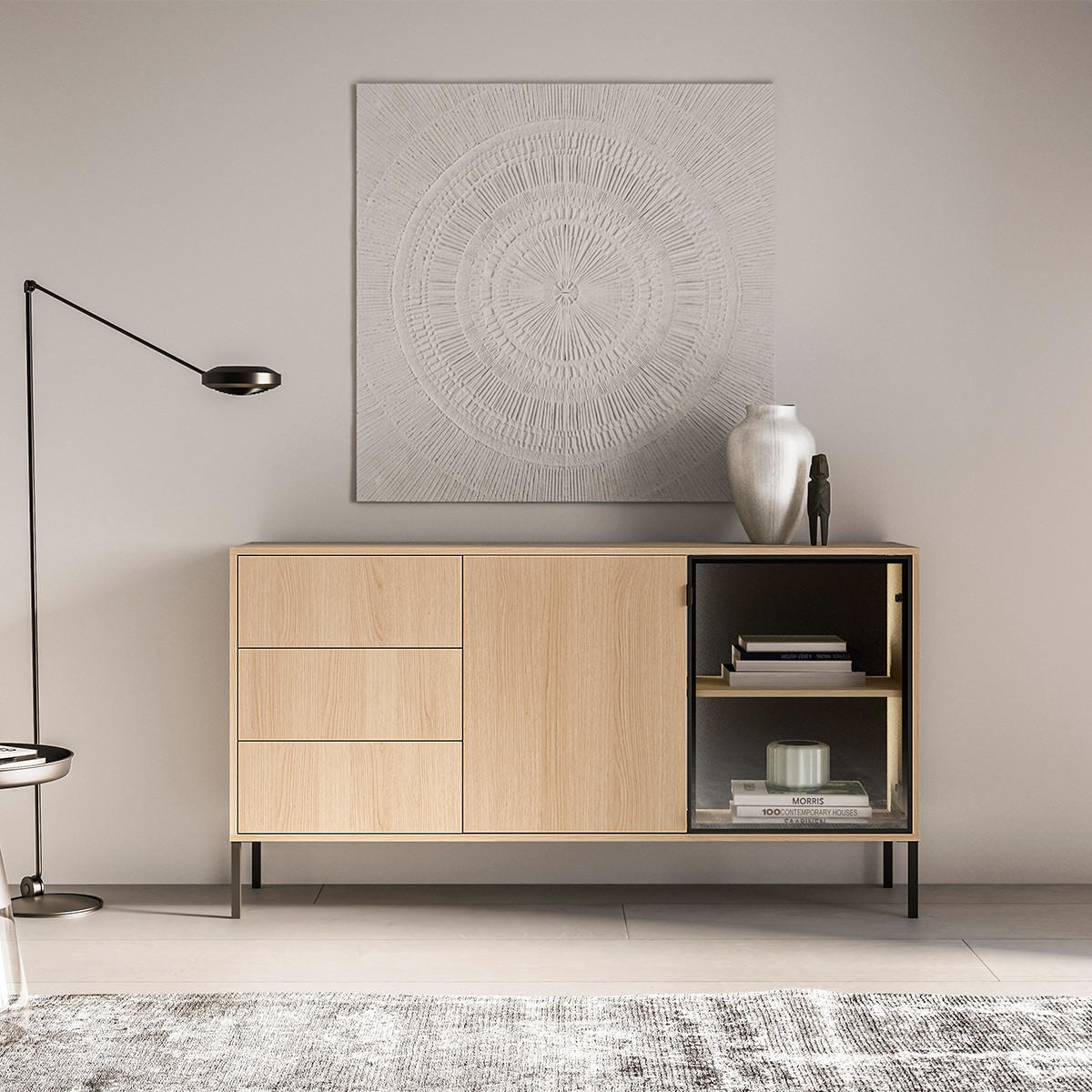 SIDEBOARD Paige Holz und Schwarz - Schwarz, Holzwerkstoff (160/86/40cm) - Petits-meubles