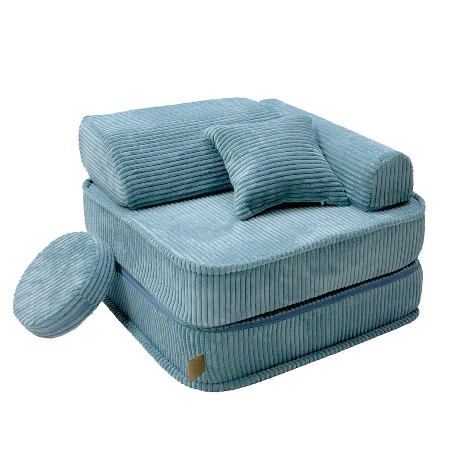 KINDERSESSEL modular 3-in-1 ausklappbar aus Cord in Türkis - Blau, Textil (60/50/50cm) - MeowBaby