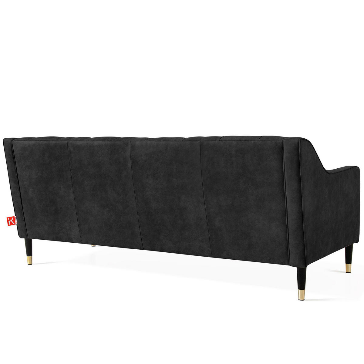 3-SITZER-SOFA NOMUS Velours, gesteppt, Anthrazit - Wengefarben/Anthrazit, Holz/Holzwerkstoff (192/78/80cm) - KONSIMO®