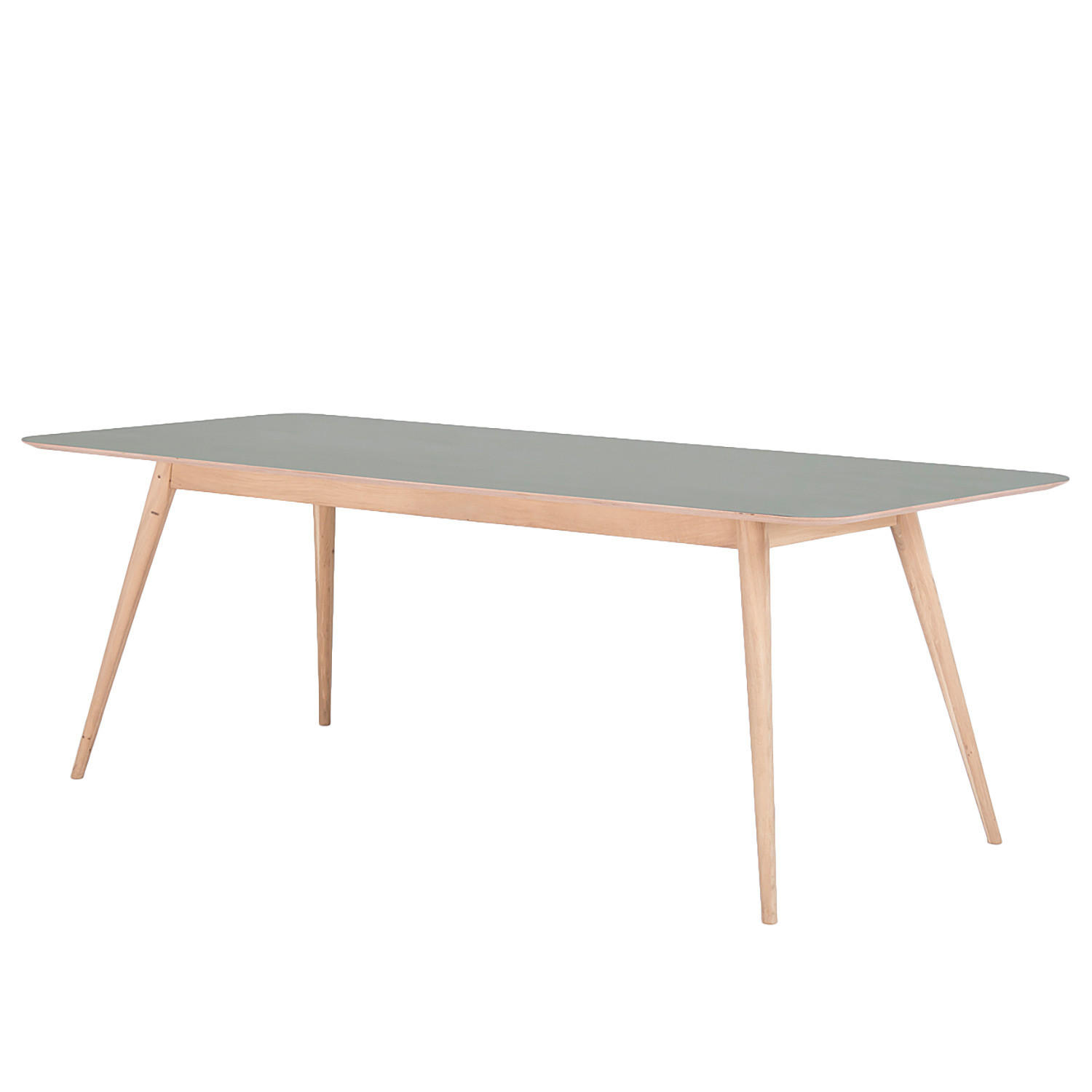 ESSTISCH - Eiche teilmassiv / Linoleum - Eichefarben/Olivgrün, Holzwerkstoff (90/220/75cm) - home24