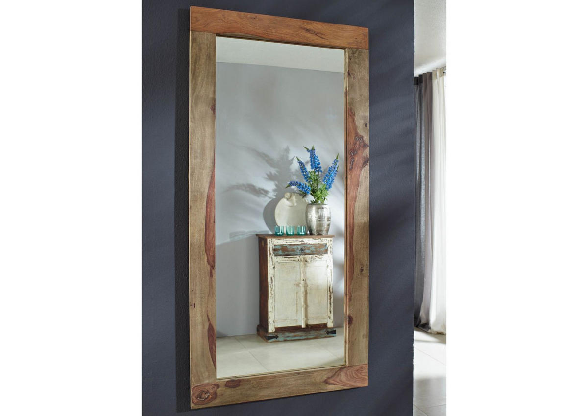 SPIEGEL Sheesham 145x3x70 grau geölt NATURE GREY #706 - Grau, Holz (145/70/3cm) - Massivmoebel24