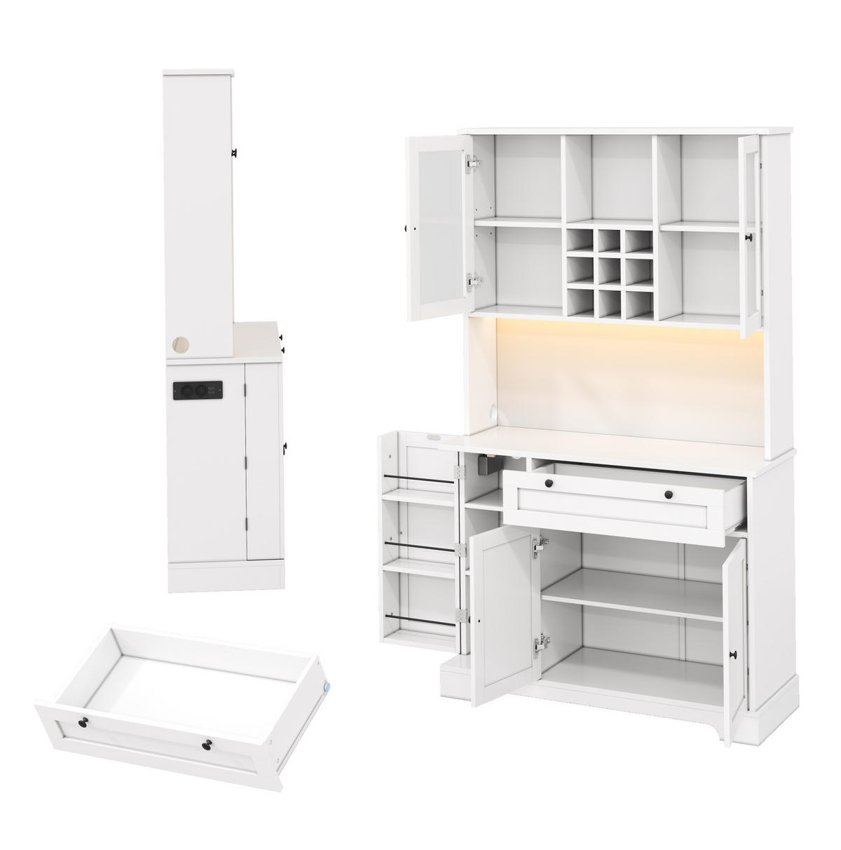 BUFFET 105/180/40 cm Weiß aus MDF mit LED-Beleuchtung - Weiß, Holzwerkstoff (40/180/105cm) - OKMYHOME
