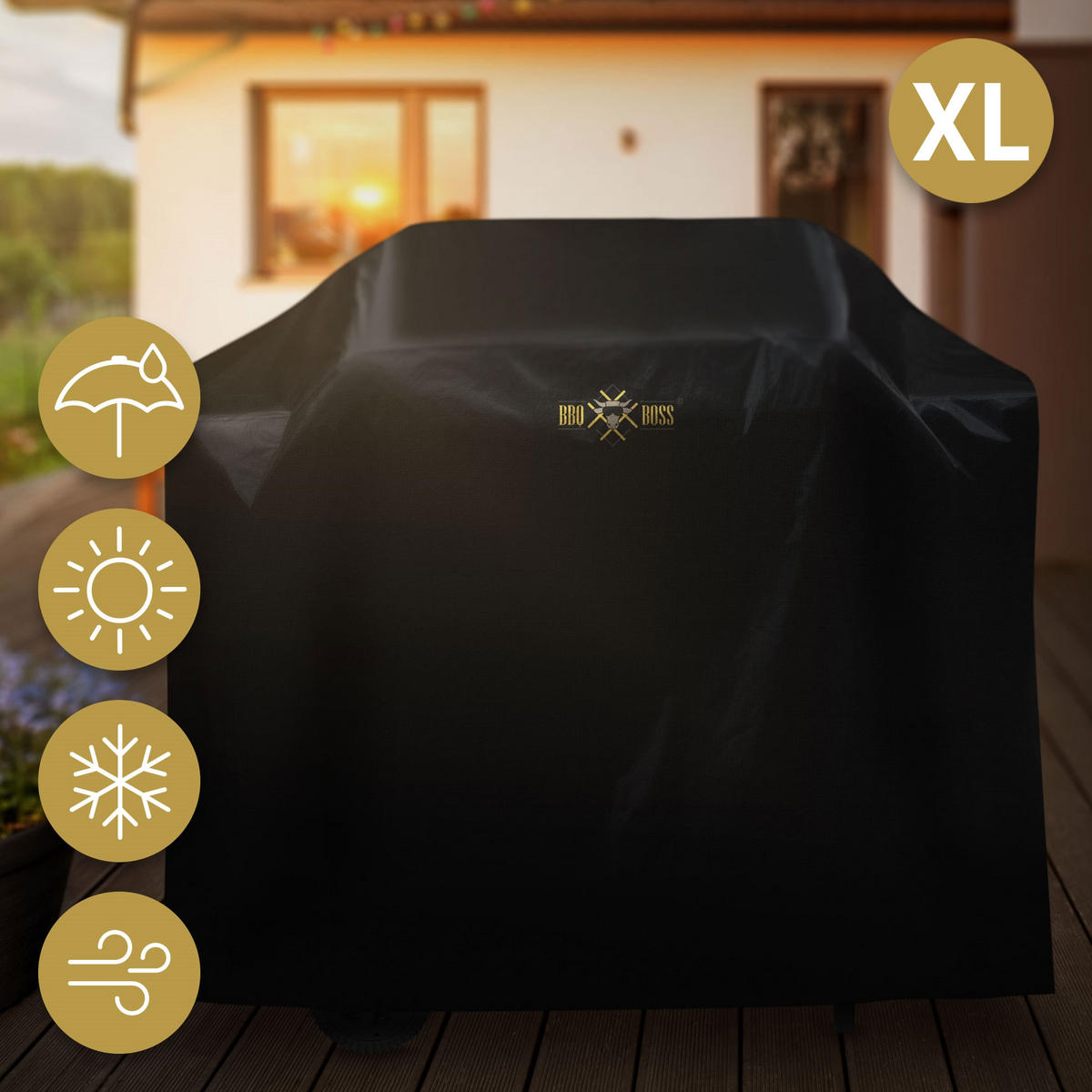 GRILLABDECKUNG - Schwarz, Metall (61/122/163cm) - BBQ Boss