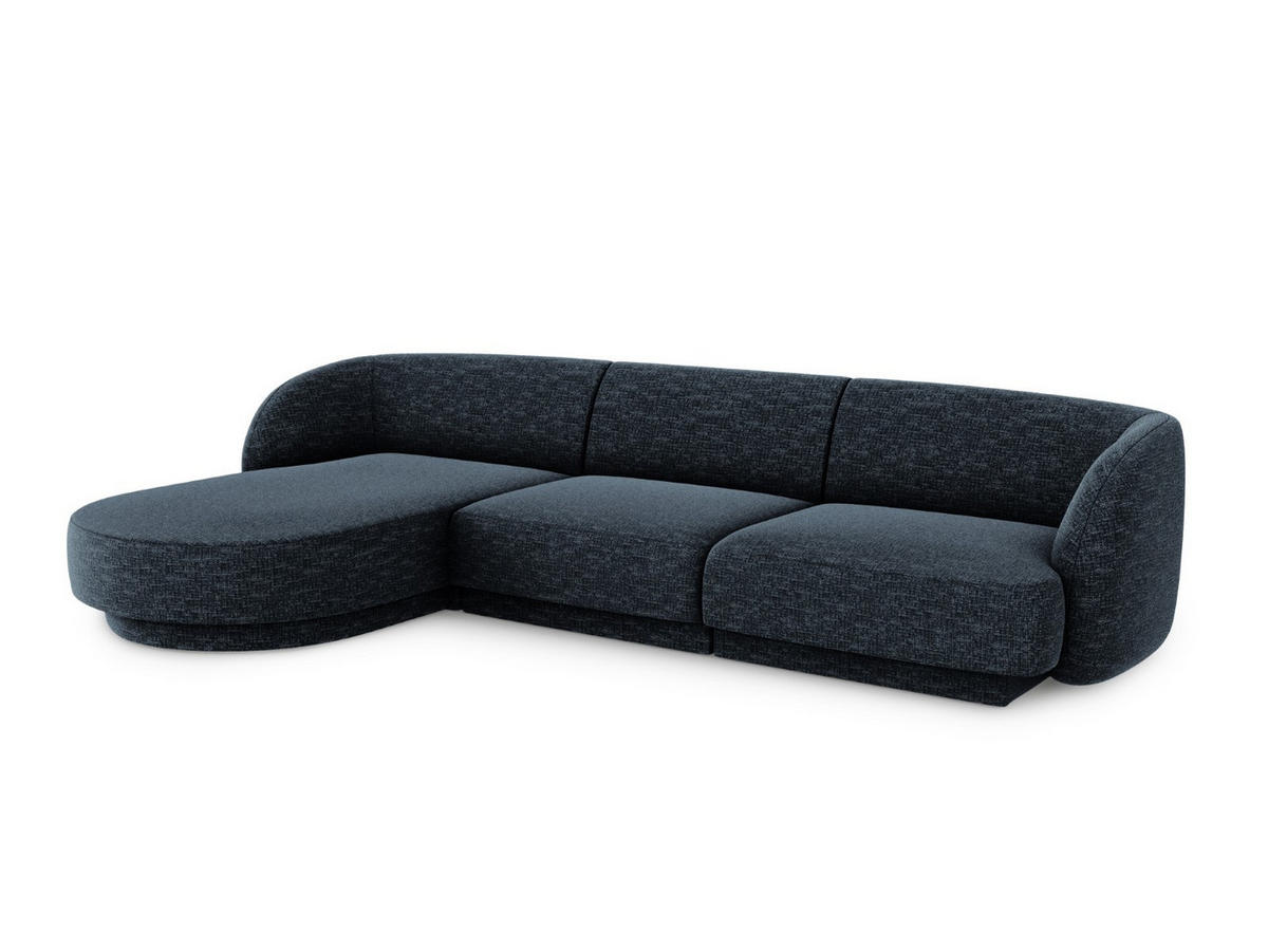 ECKSOFA links Miley aus Chenille-Stoff königsblau 4 Sitzplätze - Blau, Textil (156/255cm) - Micadoni