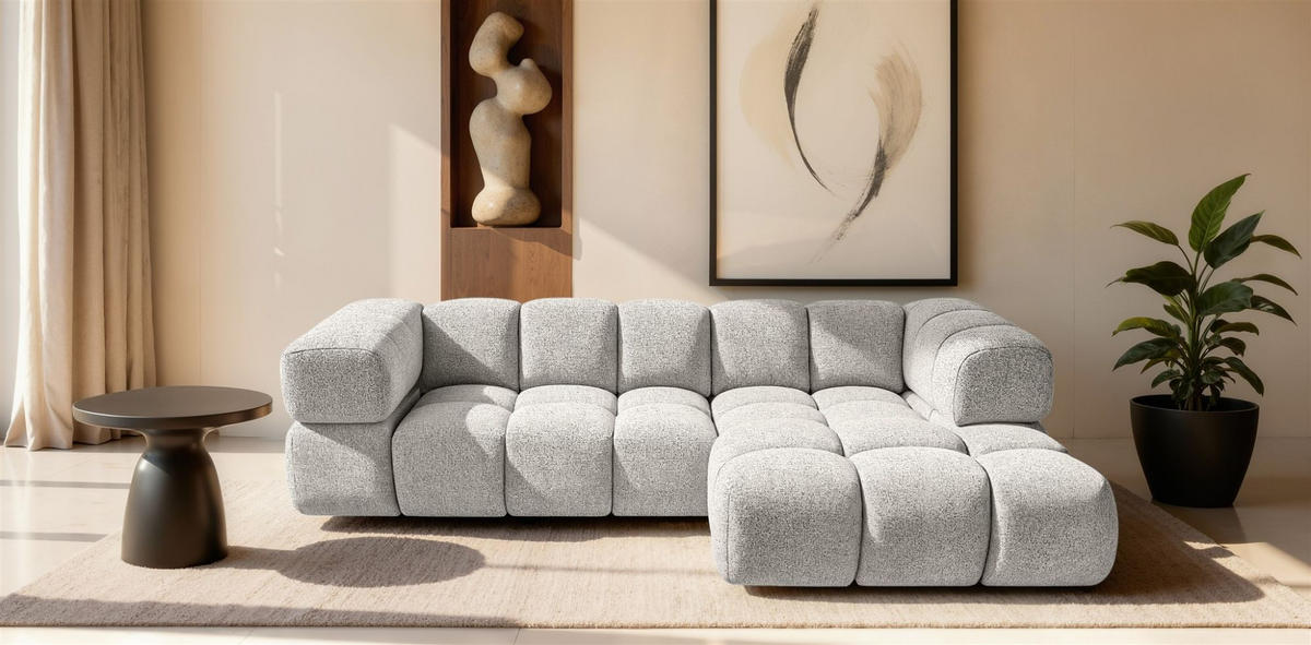 ECKSOFA Blanche In Puente - Hellgrau, Holzwerkstoff/Textil (150/280cm) - Fun Möbel