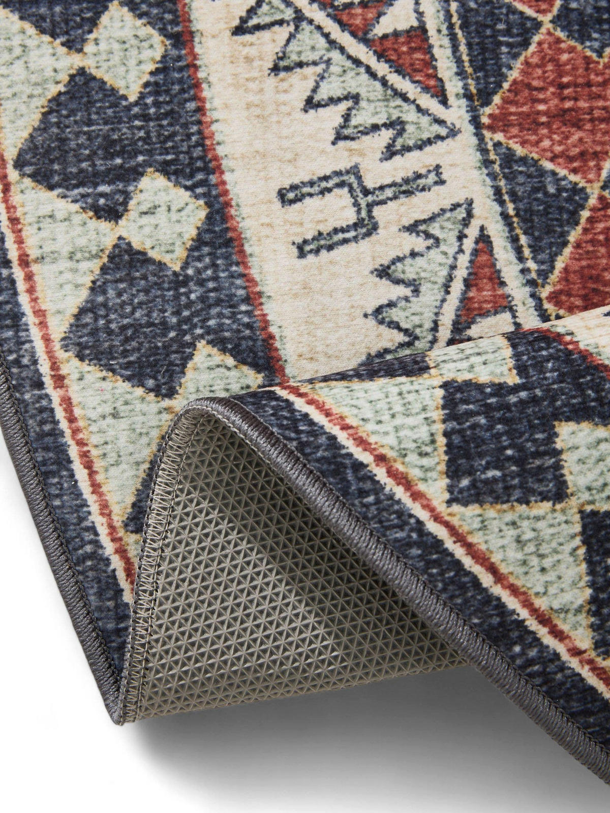 VINTAGE-TEPPICH George waschbar ø 160 cm rund - Blau/Multicolor, Kunststoff (160/160cm) - benuta
