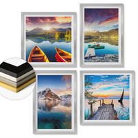 WANDBILDER 4er Set - 50x50 cm & 40x60 cm Silberner Rahmen - Seen- und Berglandschaft Łódź - Silberfarben, Kunststoff (50/50cm) - ArtPrintCave