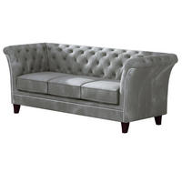 CHESTERFIELD-SOFA 3-Sitzer Fusion Grau Samt - Braun/Grau, Holz/Textil (237/75/82cm) - S-Style Möbel