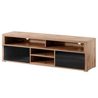 TV-ELEMENT Bella mit 2 Türen und offenem Regal, eiche Wotan+schwarz glänzend - Eichefarben/Schwarz, Holzwerkstoff (137/42.5/33cm) - Beautysofa