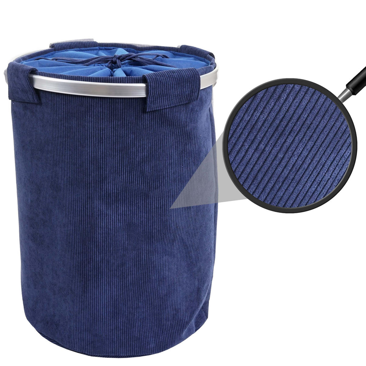 KOŠ NA PRÁDLO S SIETOU 65L Modrý - modrá, textil (39/55/39cm) - MCW