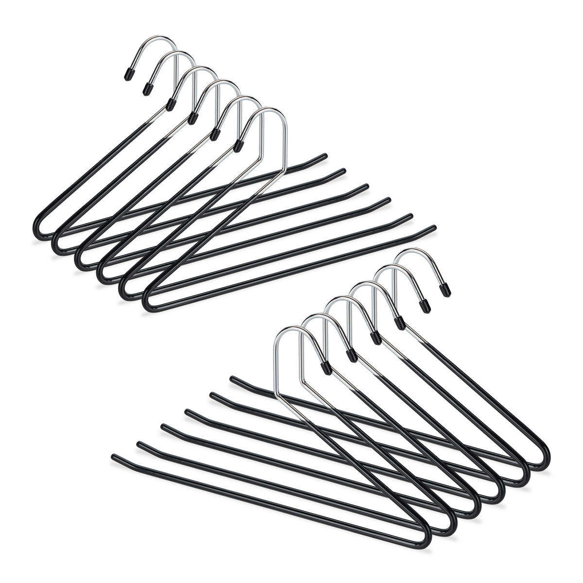 SET Hosenbügel - Schwarz, Kunststoff/Metall (18/0.5/35cm) - Relaxdays