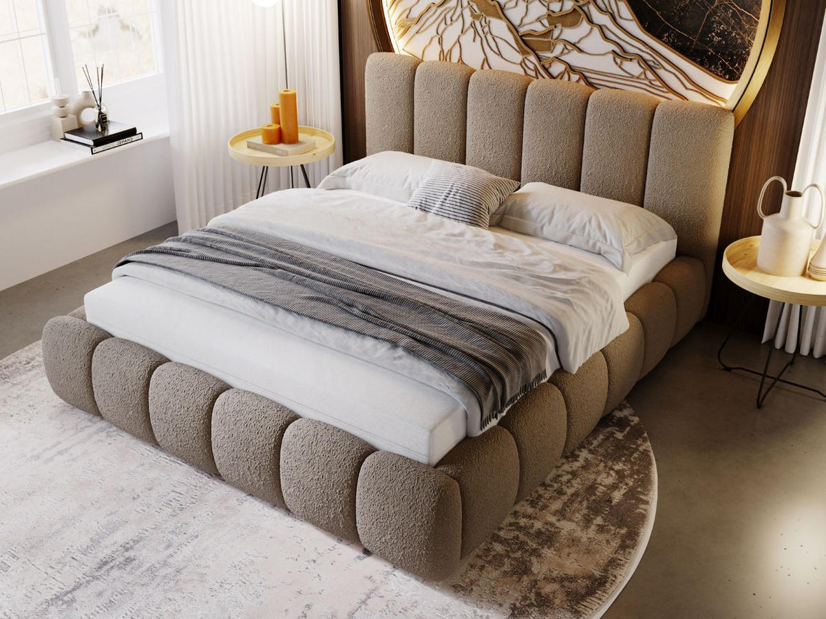 POLSTERBETT Cloud 120x200 Bouclé-Stoff Braun - Braun, Textil (120/200cm) - Graingold