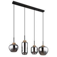 PENDELLEUCHTE Metall Schwarz-matt Rauchglas 4-Flammig - Schwarz, Glas/Metall (96/23/120cm) - Globo Lighting