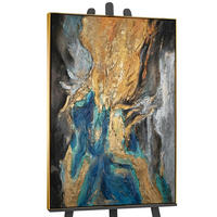 GEMÄLDE Abstrakte Symphonie Schattenfugenrahmen Gold 140x100 cm - Goldfarben, Holz (140/100cm) - YS-art gallery