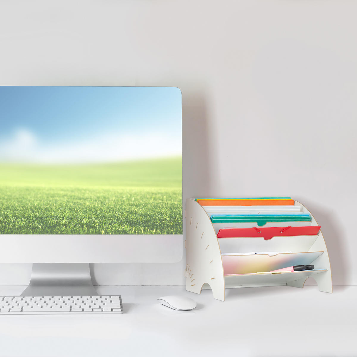 DOKUMENTENABLAGE - Weiß, Holzwerkstoff (34/27/27cm) - Relaxdays