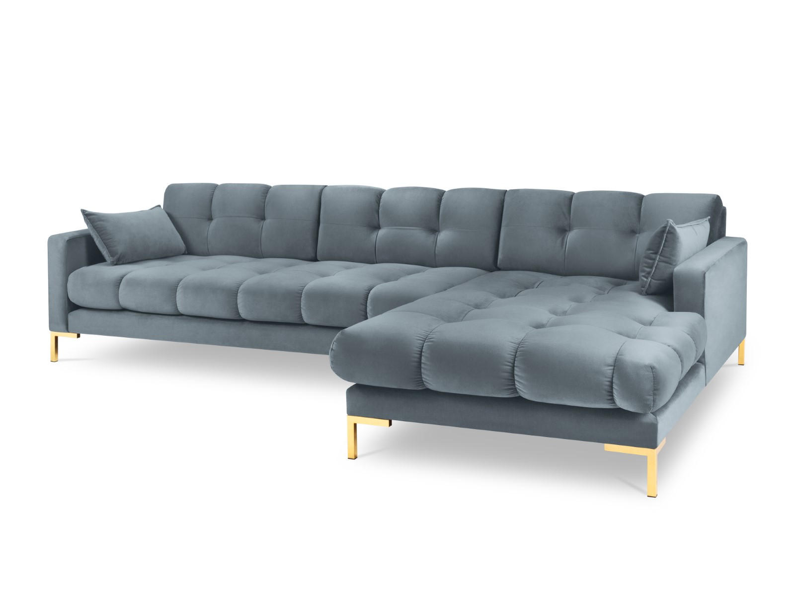 ECKSOFA rechts Mamaia aus Samt hellblau 5 Sitzplätze - Hellblau, Textil (185/293cm) - Micadoni
