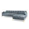 ECKSOFA rechts Mamaia aus Samt hellblau 5 Sitzplätze - Hellblau, Textil (185/293cm) - Micadoni