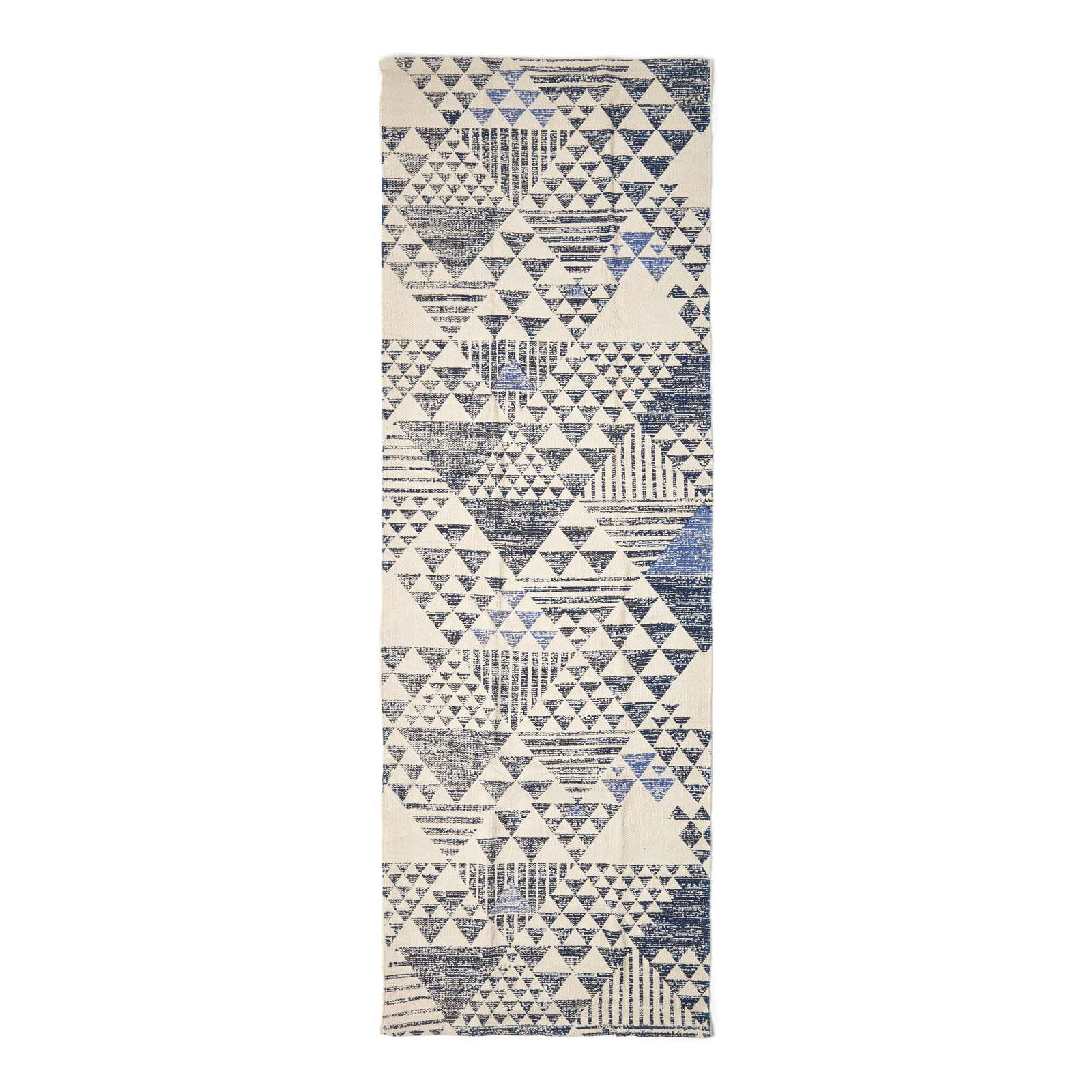 BAUMWOLLTEPPICH-LÄUFER Delphi geometrisch 66/200 cm - Blau, Textil (66/200cm) - Homescapes
