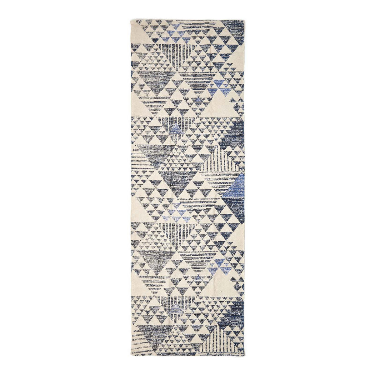 BAUMWOLLTEPPICH-LÄUFER Delphi geometrisch 66/200 cm - Blau, Textil (66/200cm) - Homescapes