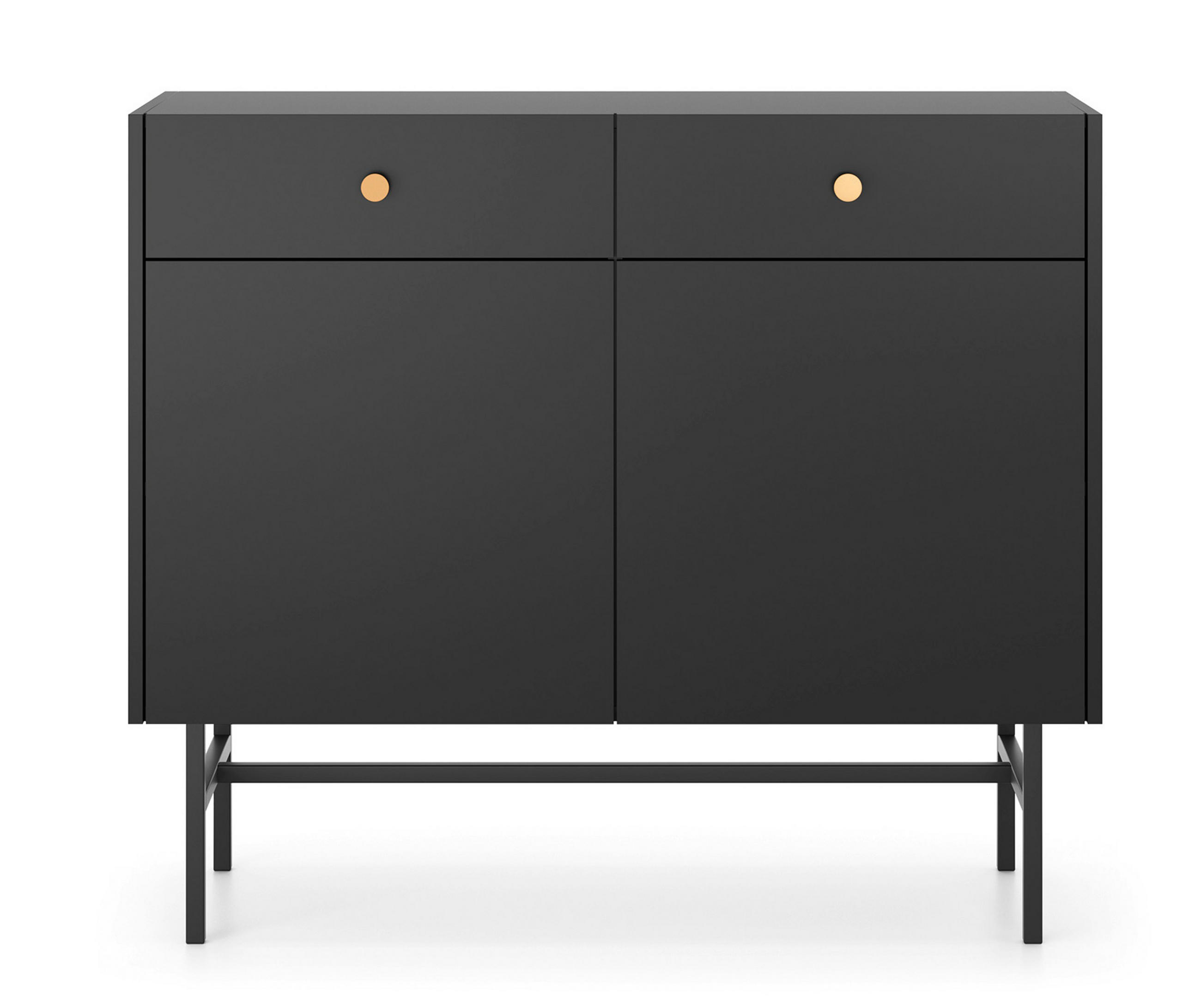 SIDEBOARD Dinley 2T 2S Schwarz 104,4/89,4/39 cm – mit schwarzen Beinen im minimalistischen Design - Schwarz, Holzwerkstoff/Metall (104.4/89.4/39cm) - AX Living