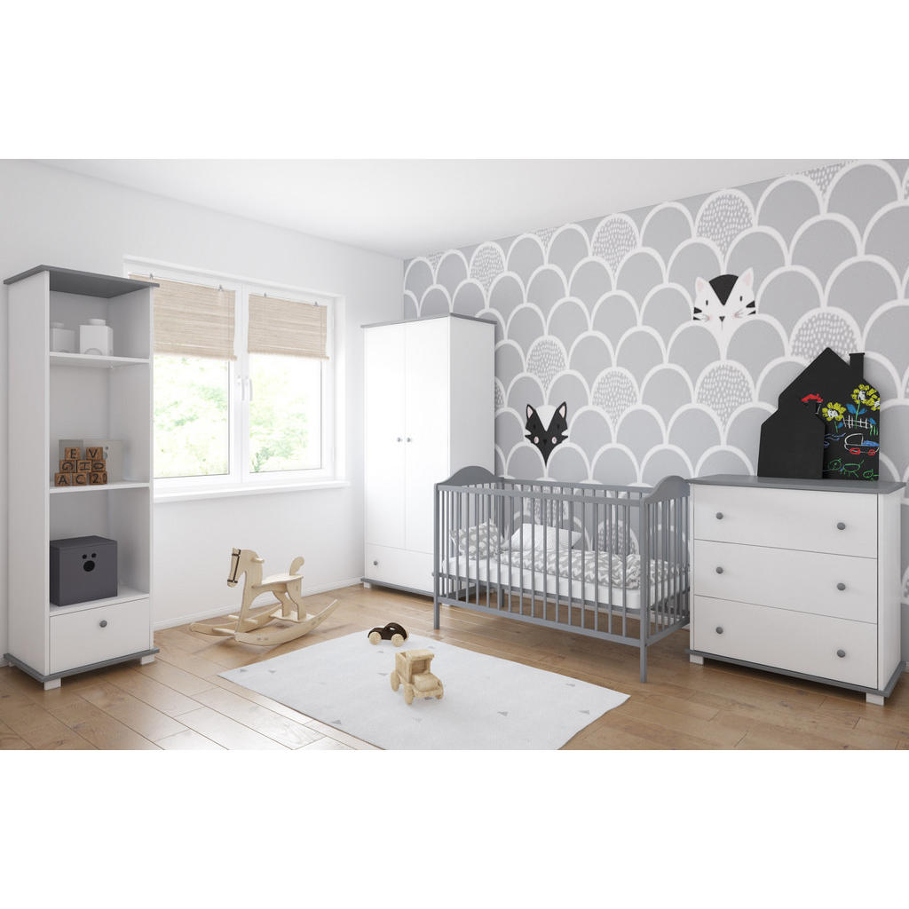 Thumbnail - Kids Collective Babybett, Grau, Holzwerkstoff, 60x120 cm, Babymöbel, Babybetten, Gitterbett