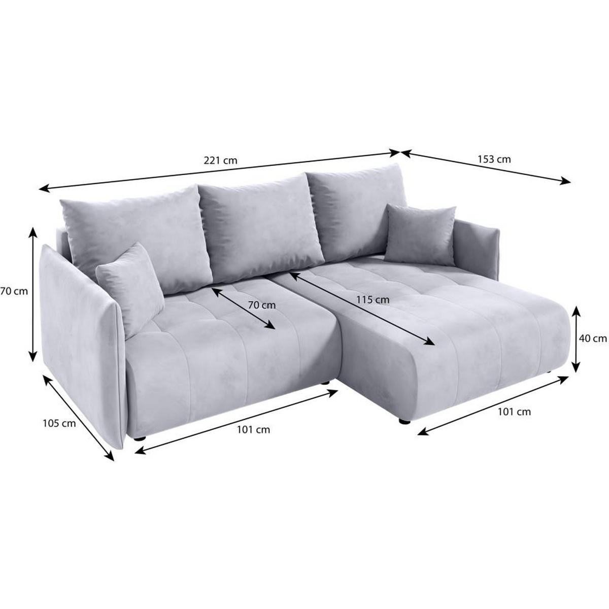 ECKSCHLAFSOFA Henry Mini braun links - Schwarz/Braun, Kunststoff/Textil (221/153cm) - Beautysofa