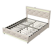 POLSTERBETT 140x200 cm LED USB 4 Schubladen Lattenrost cremeweiß - Weiß, Holz (140/200cm) - LEBENLANG