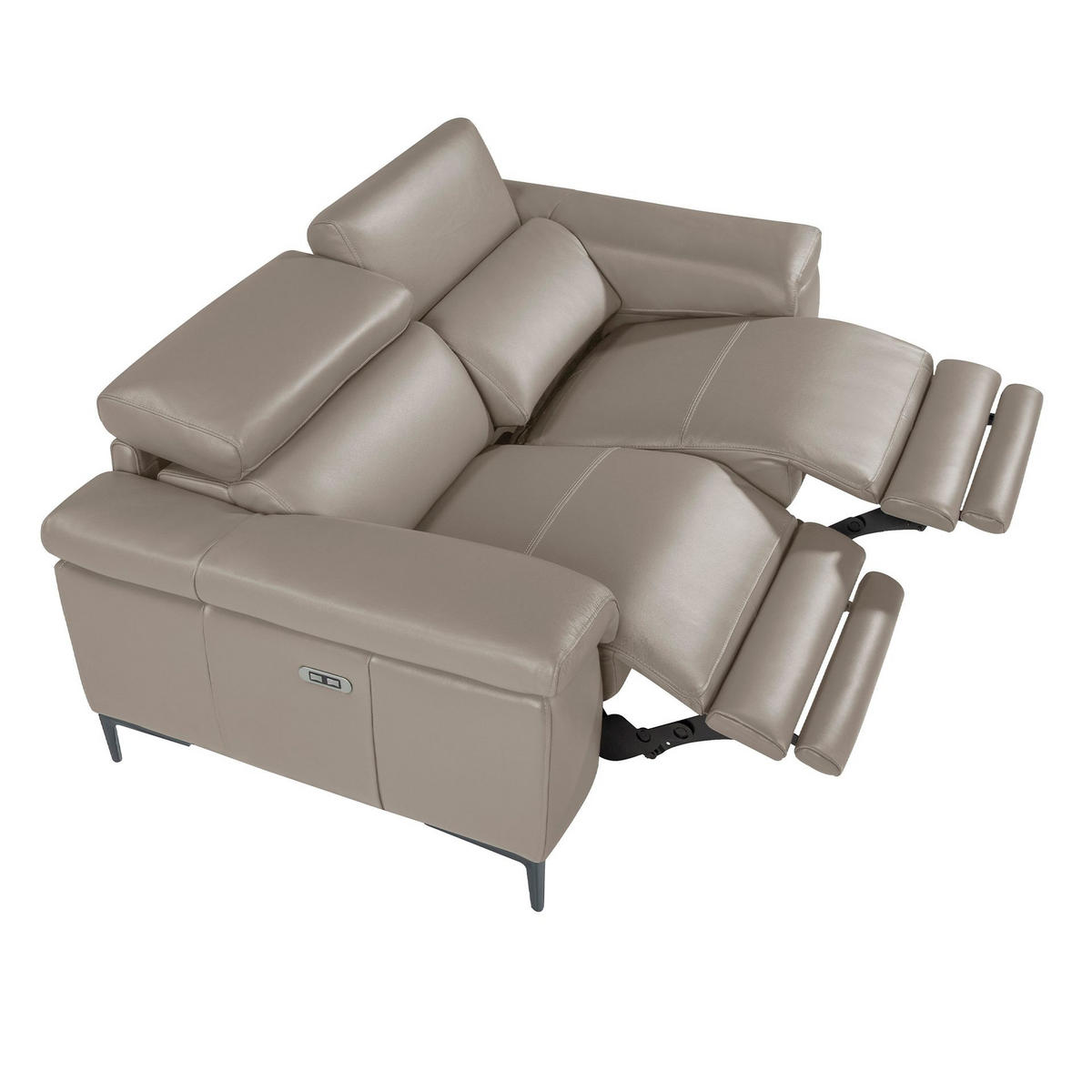 SOFA 3-sitzer relaxsofa aus dunkelgrauem leder 214/102/97 cm - Dunkelgrau/Grau, Leder (214/97/102cm) - ANGEL CERDA