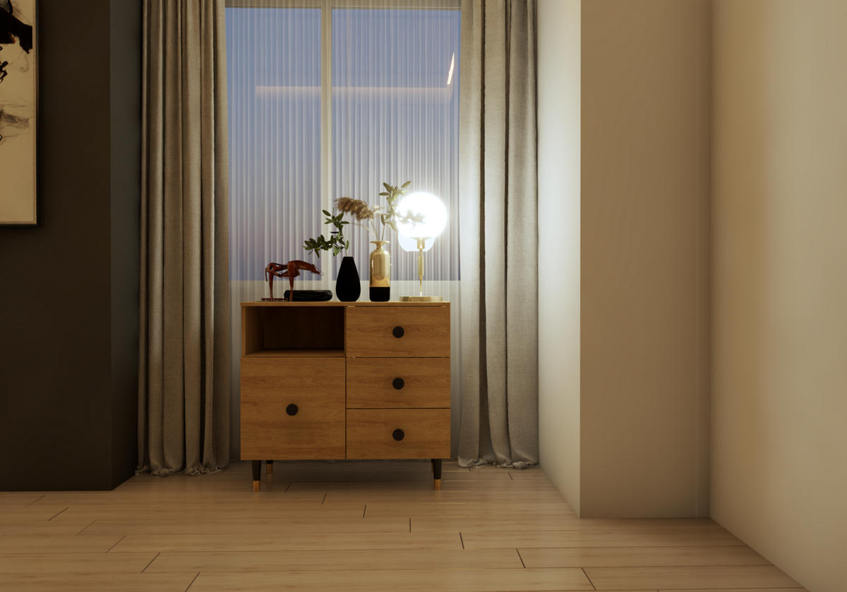 KOMMODE - Klein Kommode 3SD LAUX - Eichefarben, Holzwerkstoff (100/90/40cm) - Möblo