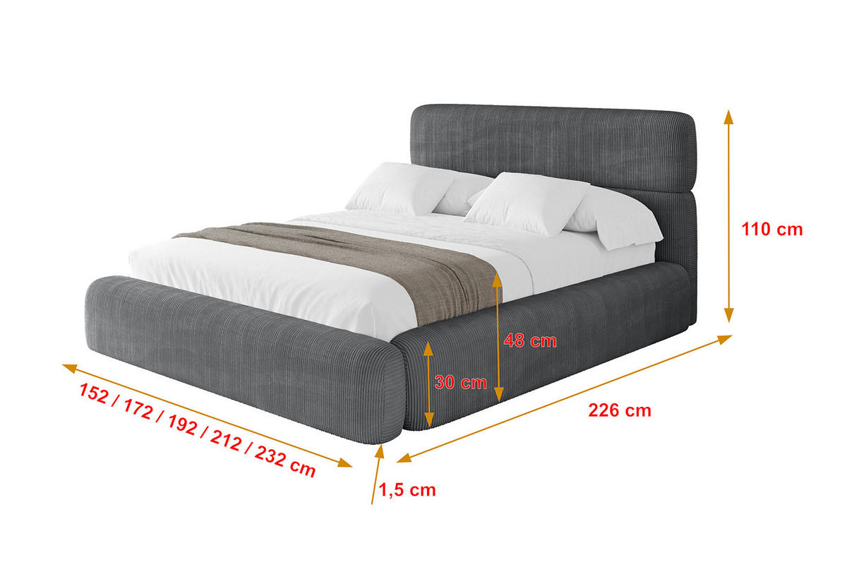 POLSTERBETT mit Bettkasten und Lattenrost, Boxbett ohne Matratze - ENORA 120x200 Dunkelgrau - Anthrazit, Holzwerkstoff/Textil (120/200cm) - ALTDECOR