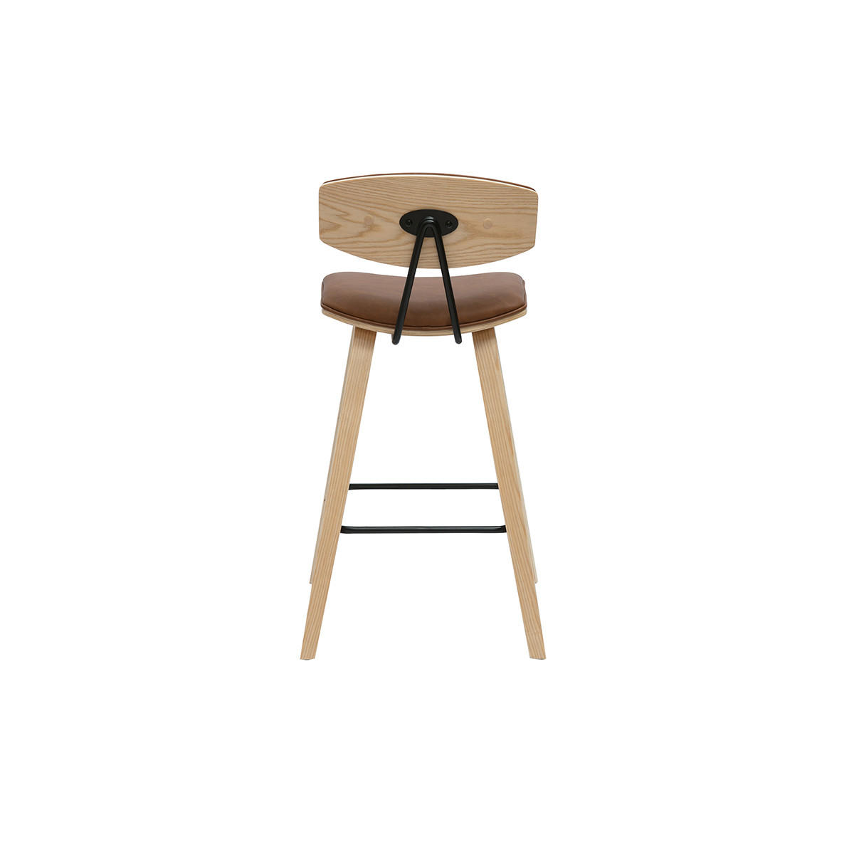 BARHOCKER Braun Helles Holz H69 cm 2er-Set VASCO - Braun, Kunststoff (48.5/90.5/50cm) - Miliboo