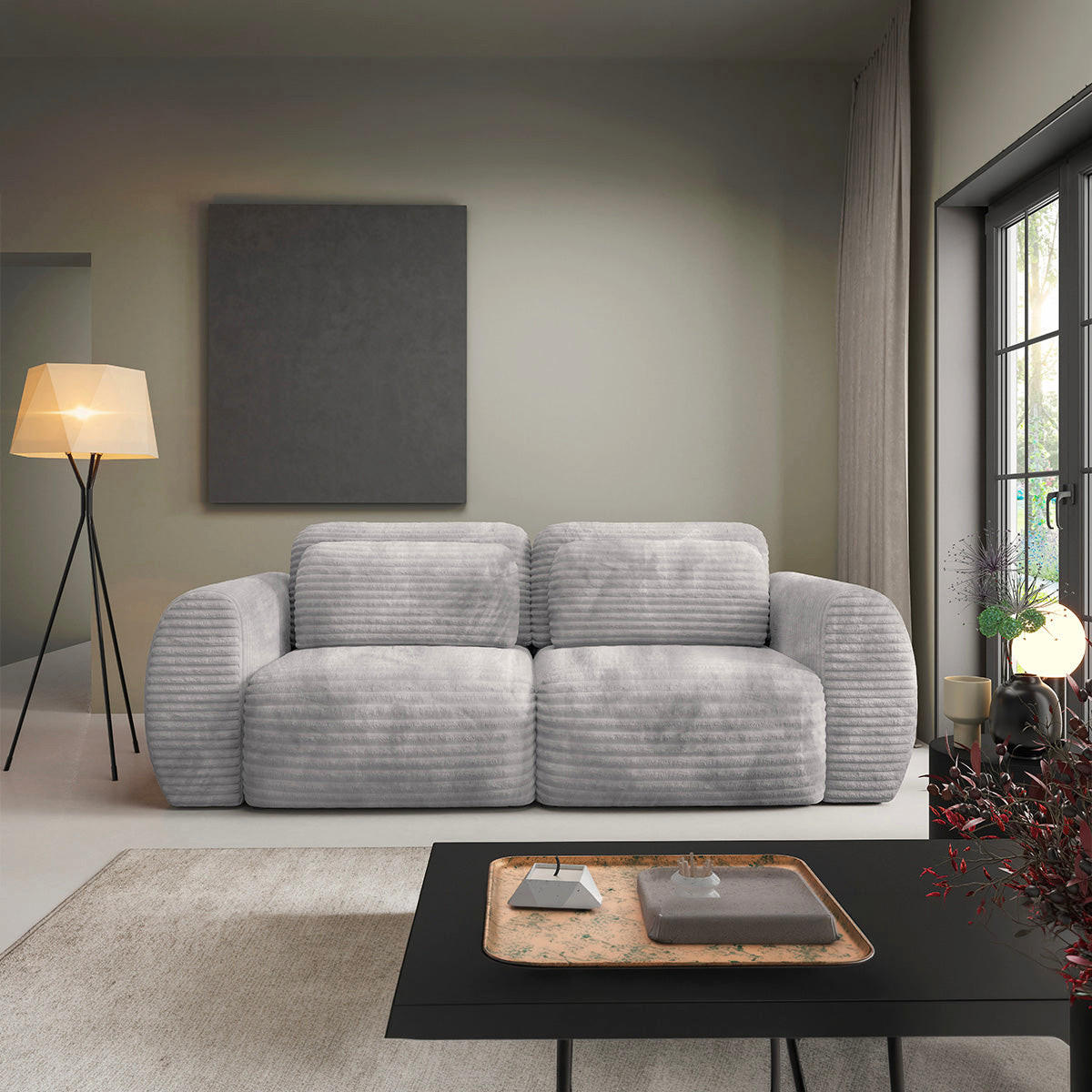 SOFA Camilla 3 Sitzplätze Hellgrau - Grau, Holz (266/95/121cm) - Petits-meubles