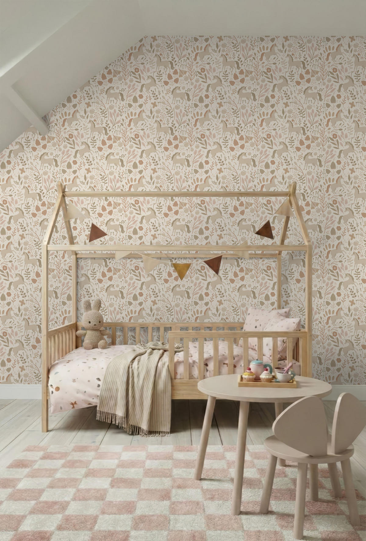 TAPETE Einhörner 53 cm x 10.05 m - Beige, Papier (53/0.1cm) - ESTAhome